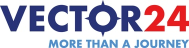 Text logo reading 'VECTOR 24 MORE THAN A JOURNEY' in blue and red letters.