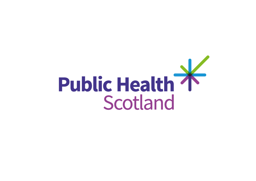 Logo for Public Health Scotland with a multicolored starburst symbol and text in purple and blue.