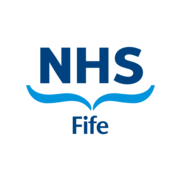 NHS Fife logo with the text 'NHS' in bold blue letters and 'Fife' underneath, featuring a stylized wave design.