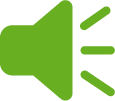Icône d'une enceinte ou d'un haut-parleur en vert, émettant des ondes sonores.