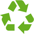 Symbole de recyclage en vert avec trois flèches formant un cercle