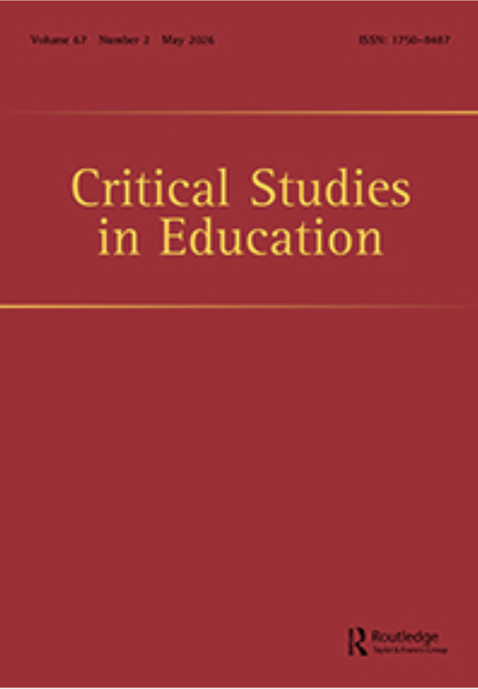 Book cover titled "Critical Studies in Education" with a red background and yellow text.