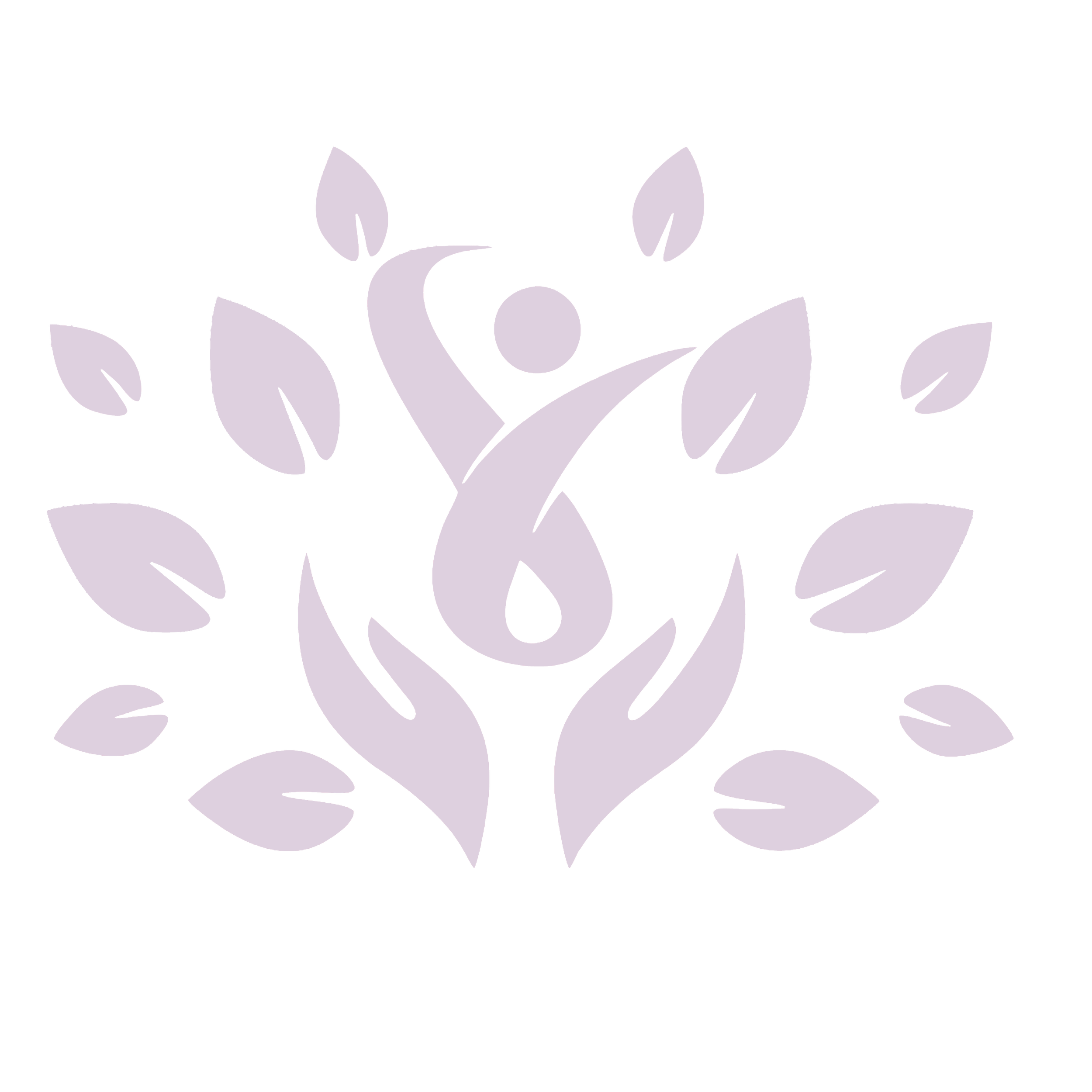 Soma Flow logo, leafs and hands holding a person. Abstract art.
