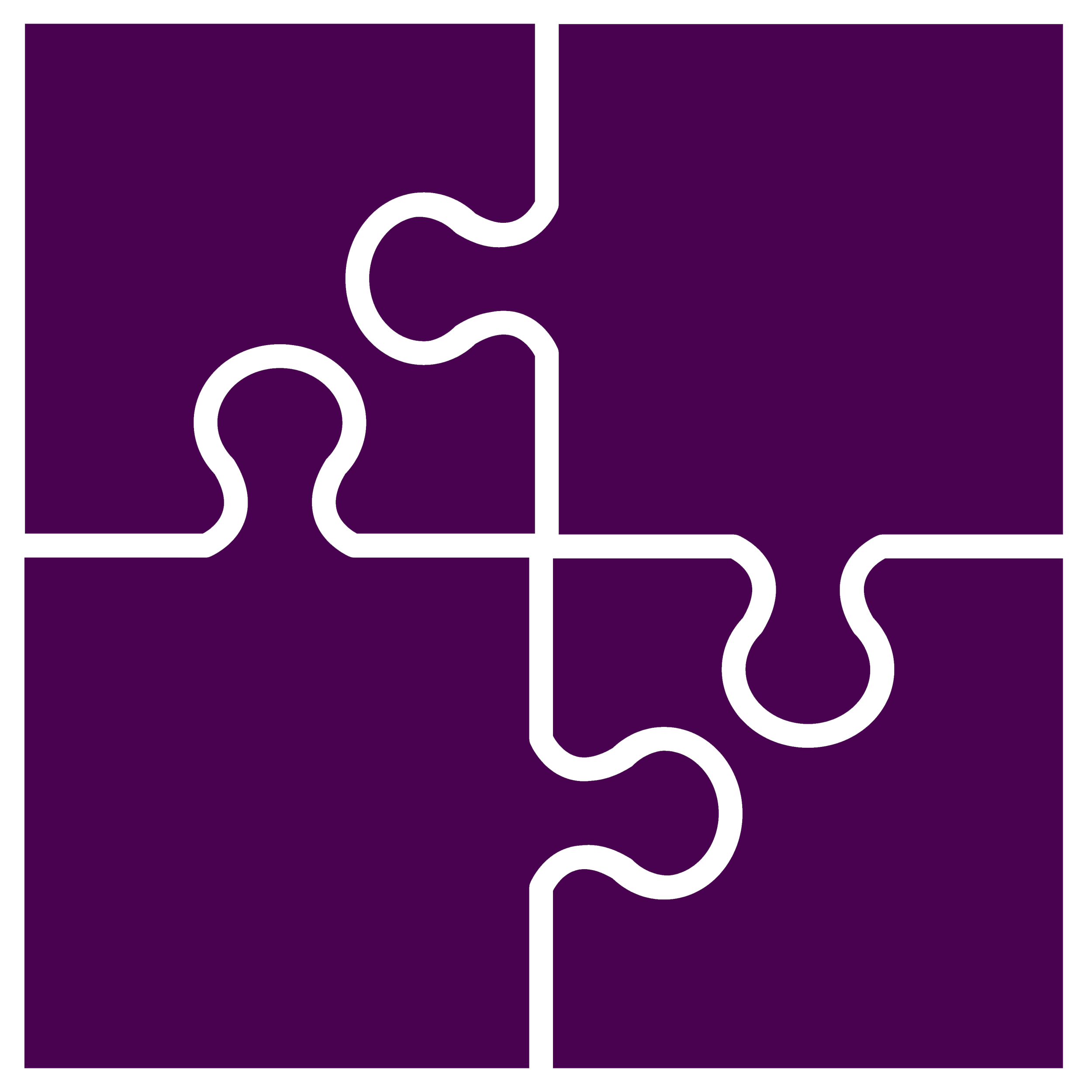 A jigsaw puzzle with four purple pieces.