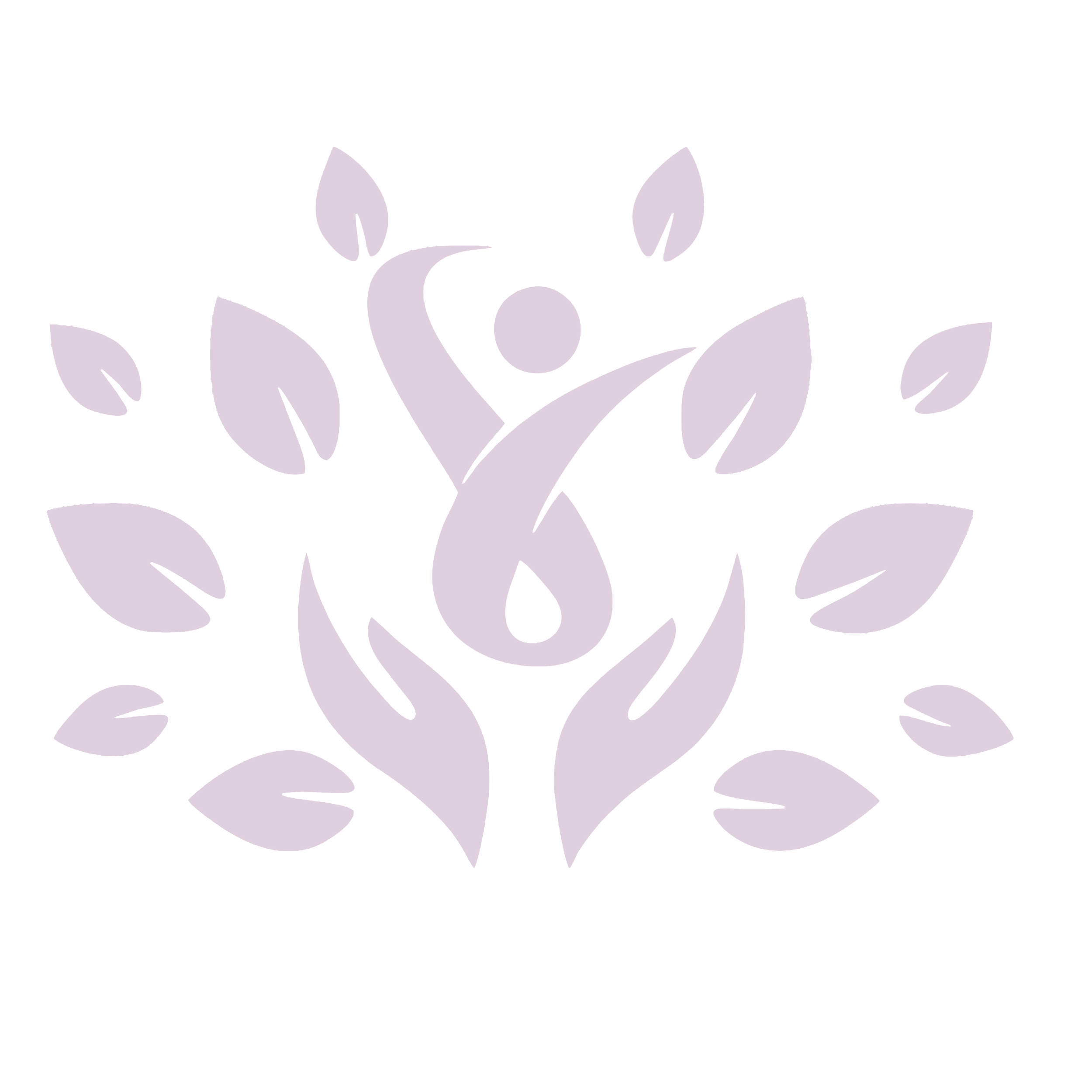 Soma Flow logo, leafs and hands holding a person. Abstract art.