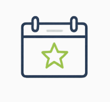 Calendar icon with a green star