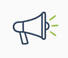Simple drawing of a megaphone emitting sound waves.