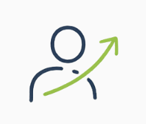 Icon of a person with an upward trending arrow