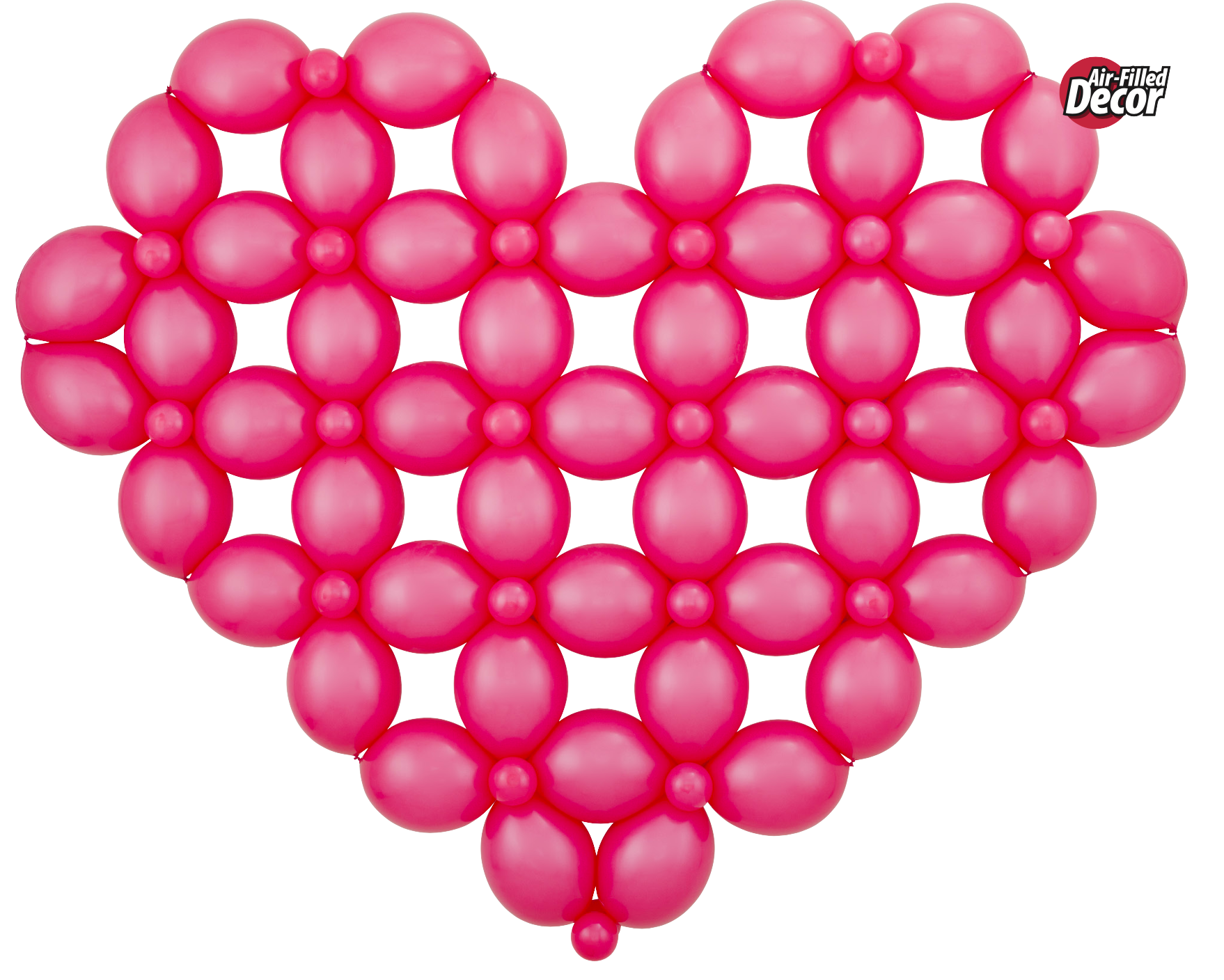 Pink heart-shaped balloon arrangement.