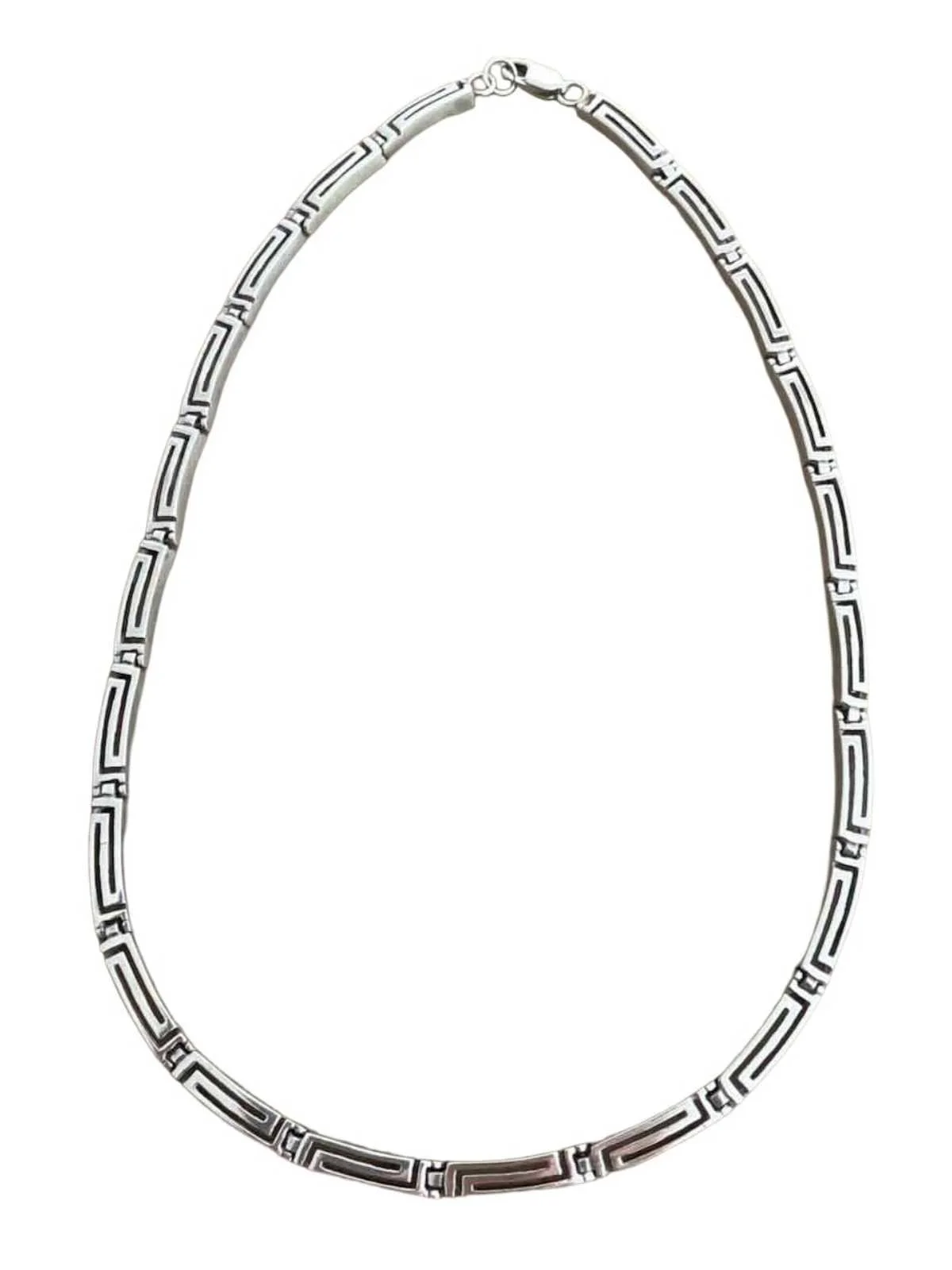 Vintage Greek Key Pattern Sterling Silver Necklace