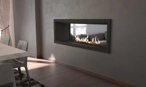 Double-Sided Flueless Gas Fireplace