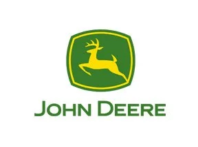 John Deere logo featuring a green and yellow leaping deer inside a shield shape with the words 'JOHN DEERE' below it.