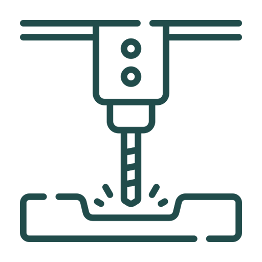 Illustration of a laser cutting machine engraving a pattern onto a piece of material.