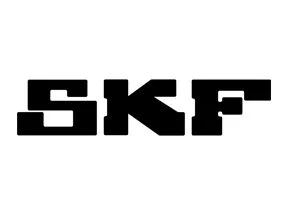 Black and white logo of the letters 'SKF' in bold font.