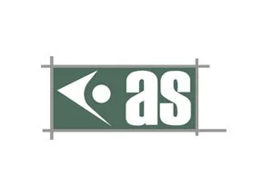 AS logo with abstract arrow and a circle on a green background