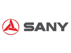 SANY logo with a red circular emblem featuring stylized letter A and the brand name in gray capital letters.