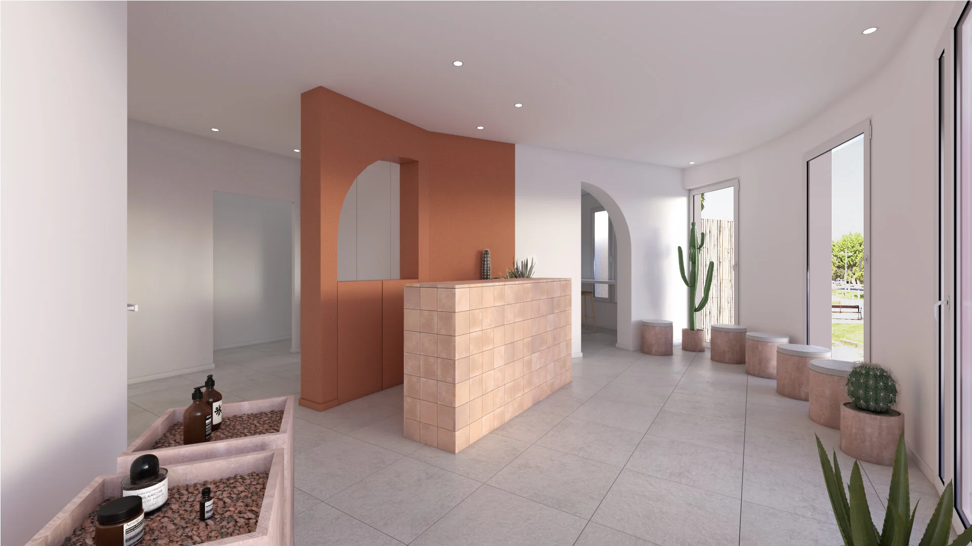 Ceroconuno esthetic center reception in Madrid designed by Wanna