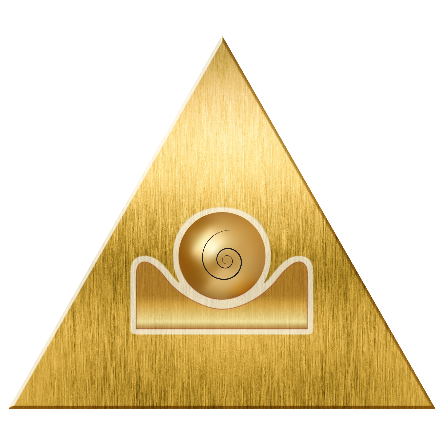 Golden pyramid with Egyptian akhet and spiral