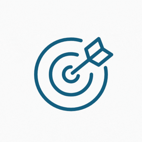Icon of a target with an arrow hitting the bullseye.
