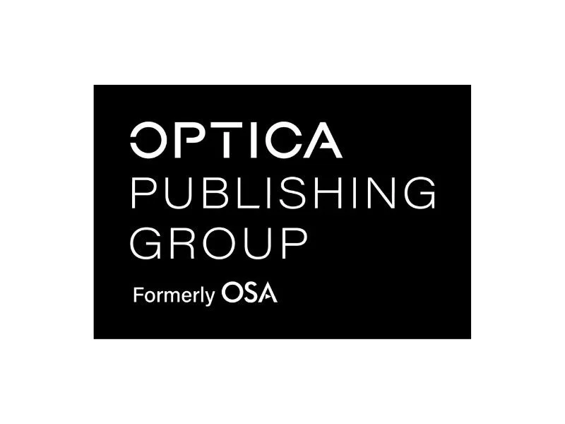 Black and white logo for Optica Publishing Group, indicating it was formerly known as OSA.