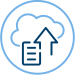 Cloud with a folder and an upward arrow, representing cloud data upload or storage.