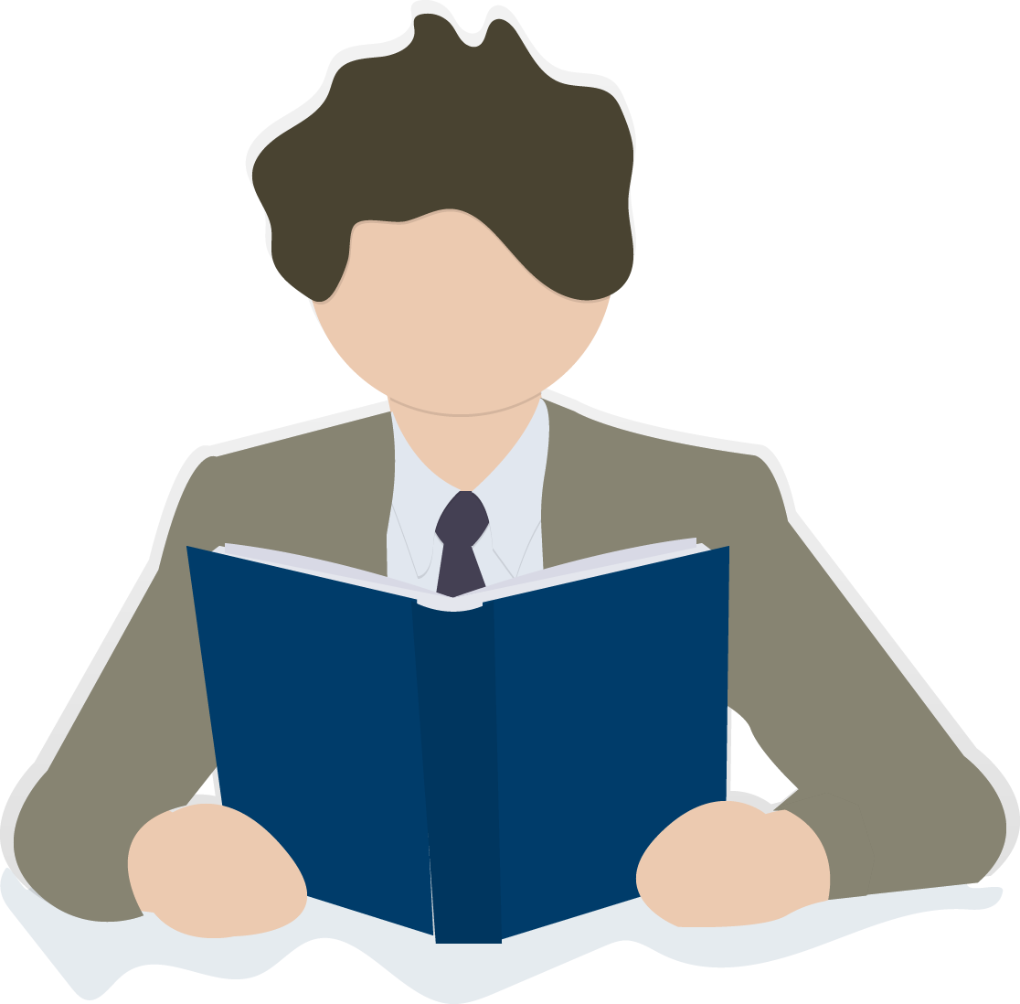 illustration of a man reading a book with foliage behind him