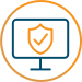 Computer monitor with shield icon indicating security or cybersecurity.