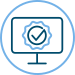 Icon of a computer monitor with a shield and a check mark inside it, representing security or cybersecurity.