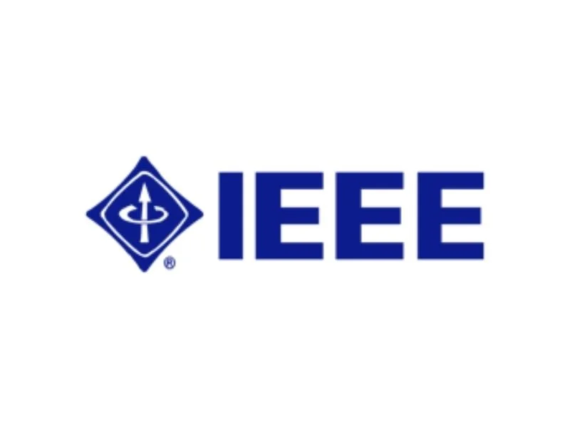 IEEE logo with a blue symbol and the word IEEE in bold blue letters.