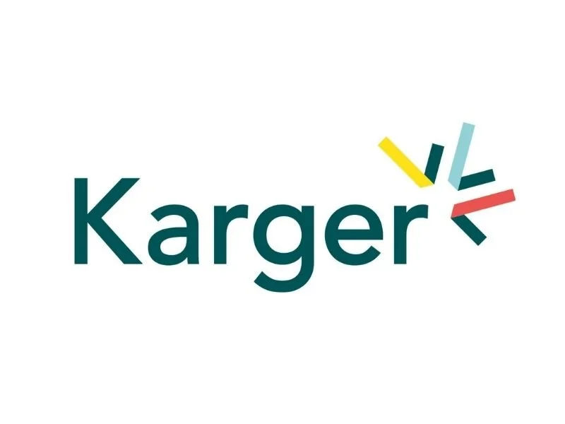 Karger logo with colorful abstract shapes