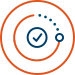 A stylized target with a checkmark at the center and concentric circles, indicating achievement or accuracy.