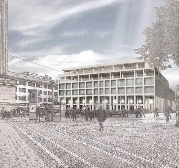 3D Rendering meines Gebäudeentwurfs für das Luisencenter in Darmstadt