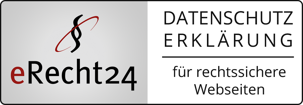 Logo von eRecht24 mit schwarzem Paragraphenzeichen und dem Text 'eRecht24' auf weißem Hintergrund.