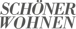 Logo mit dem Text 'Schöner Wohnen' in Schwarz, durchgestrichen.