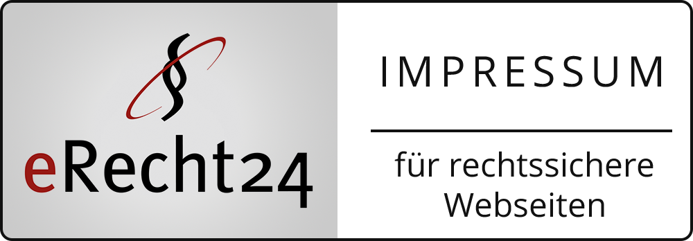 Logo mit Paragrafenzeichen, der Text 'eRecht24' in Schwarz und Rot auf grauem Hintergrund.