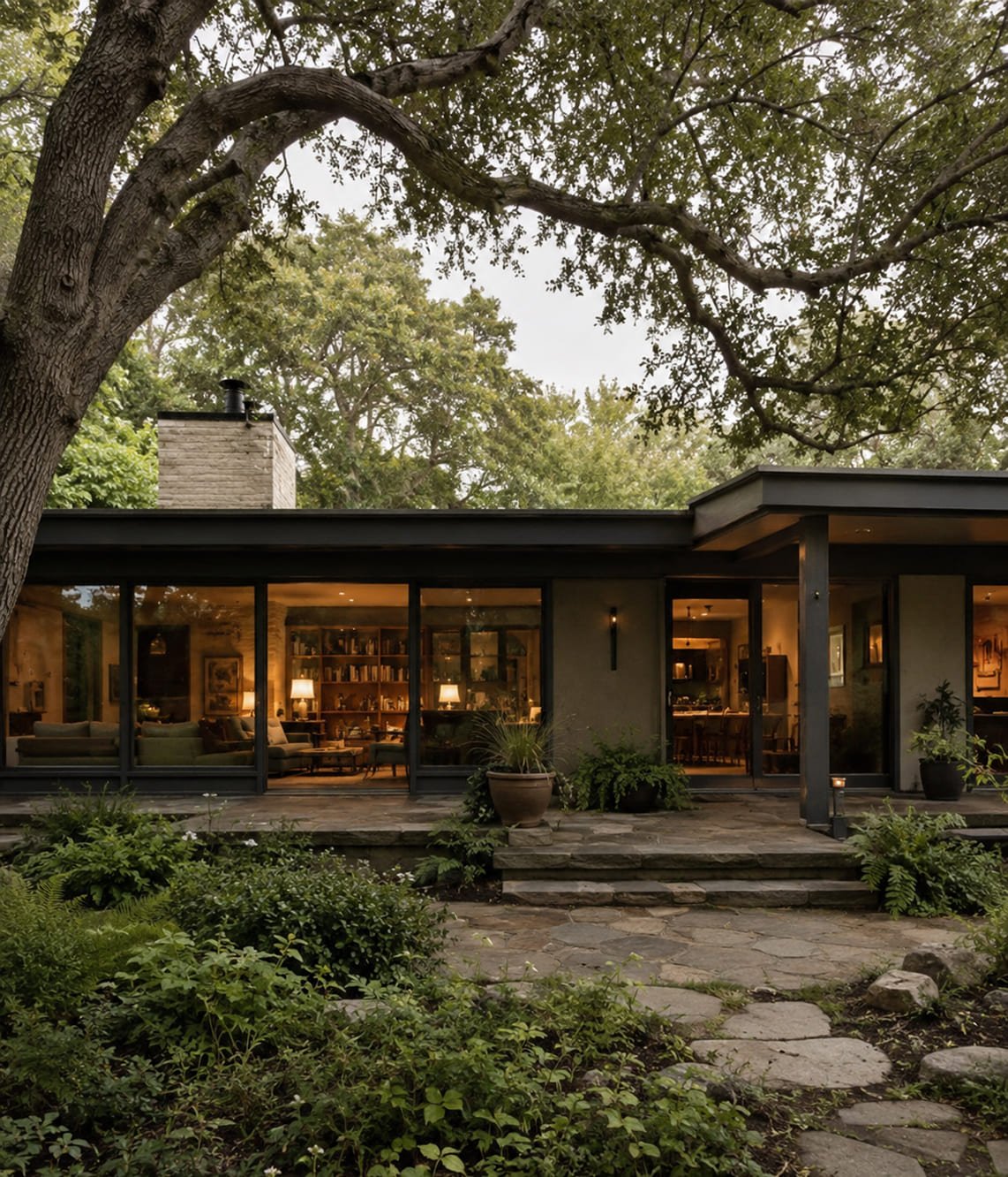 Modernistischer Bungalow mit Flachdach
