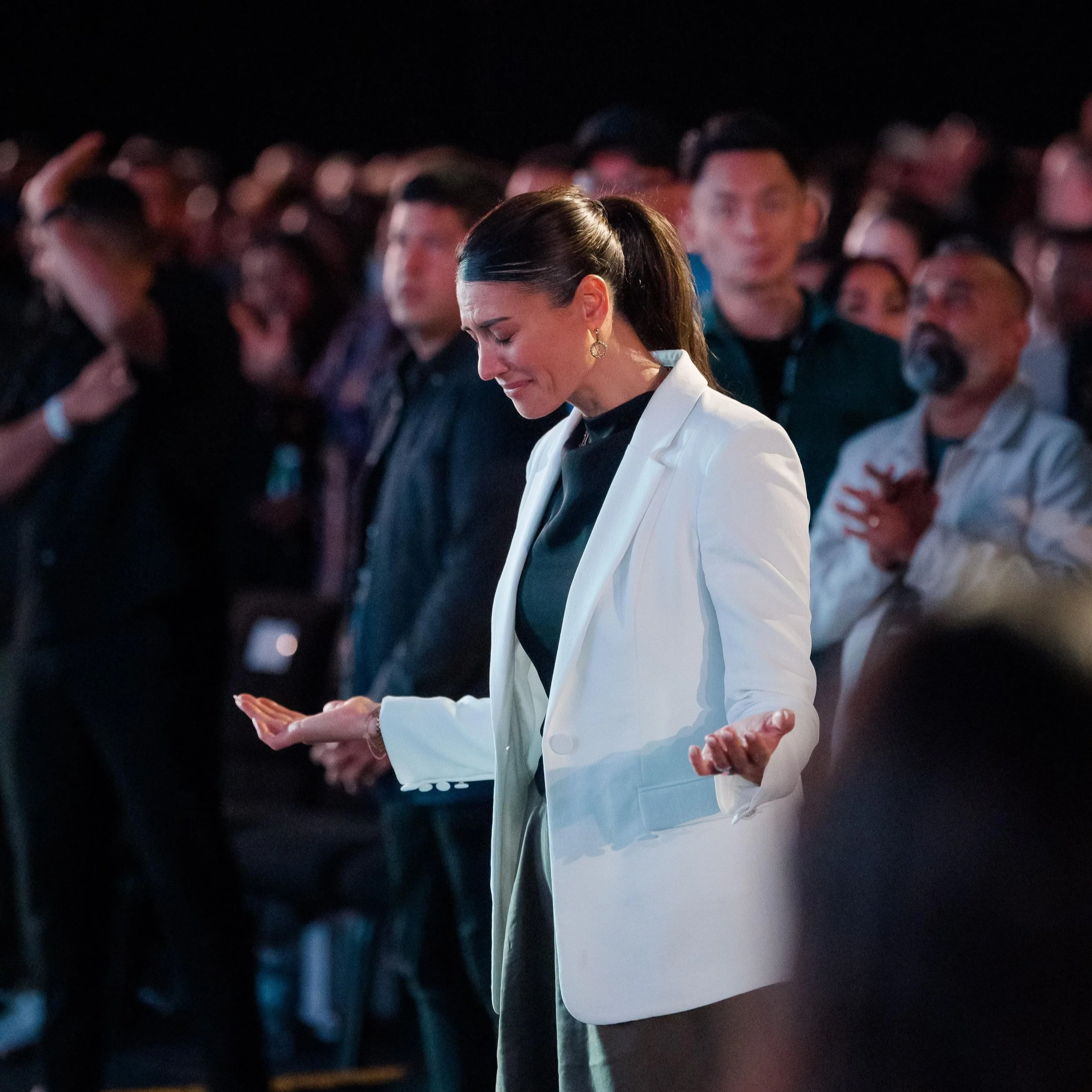 Stephanie Lassey speaking at a Christian faith event — Olympic Champion and keynote speaker for church and faith communities