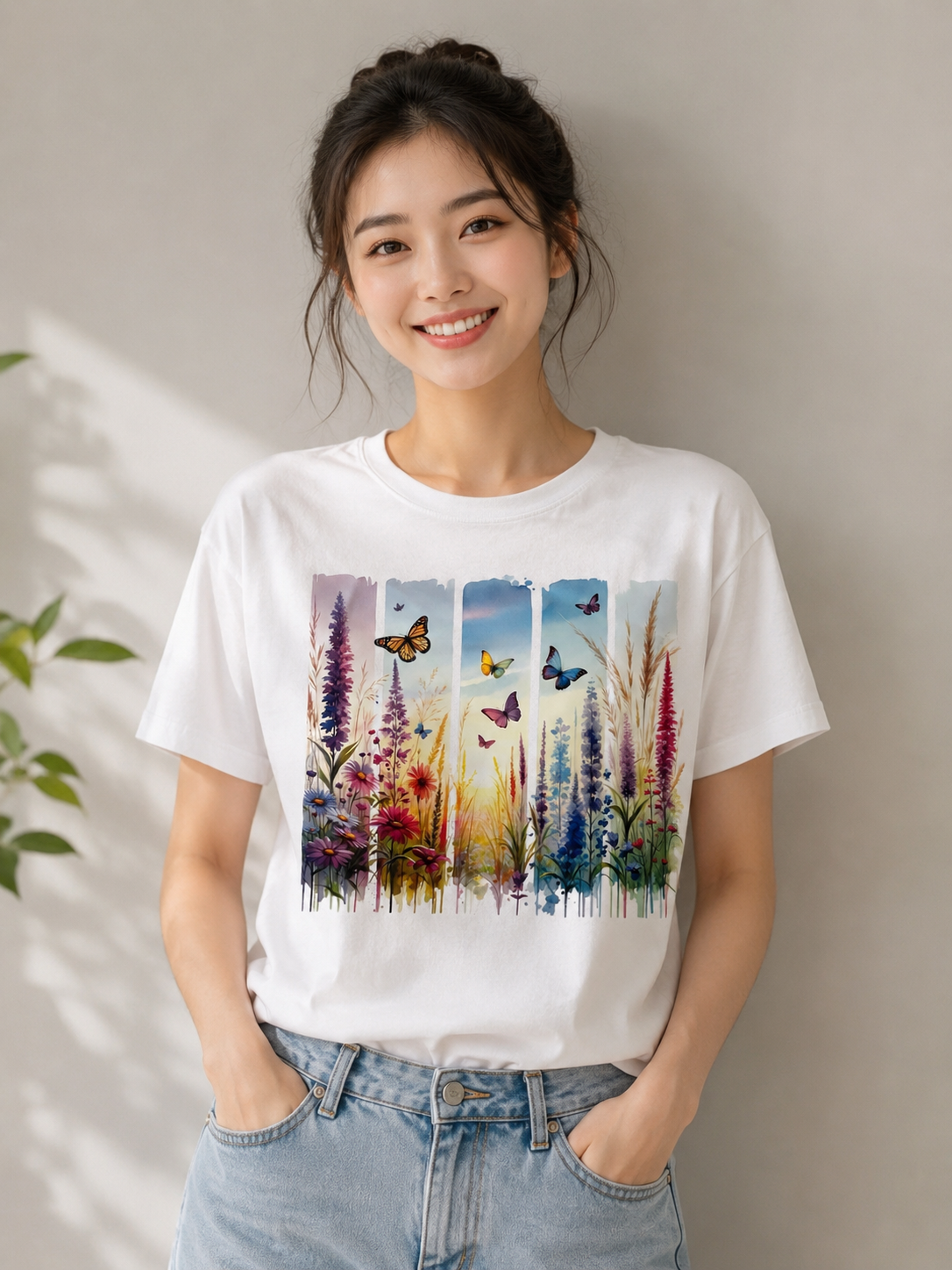 floral butterfly graphic tee