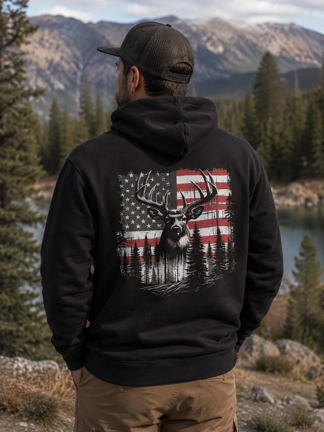 Patriotic buck hoodie