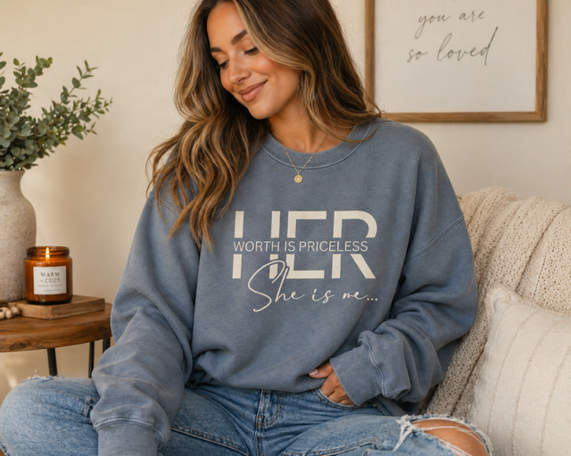 Her worth womens sweatshirt