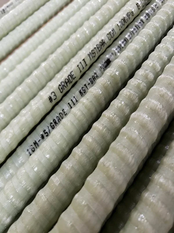 Close-up of white rebar