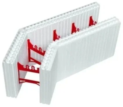 A 3D model of a 45-degree ICF block