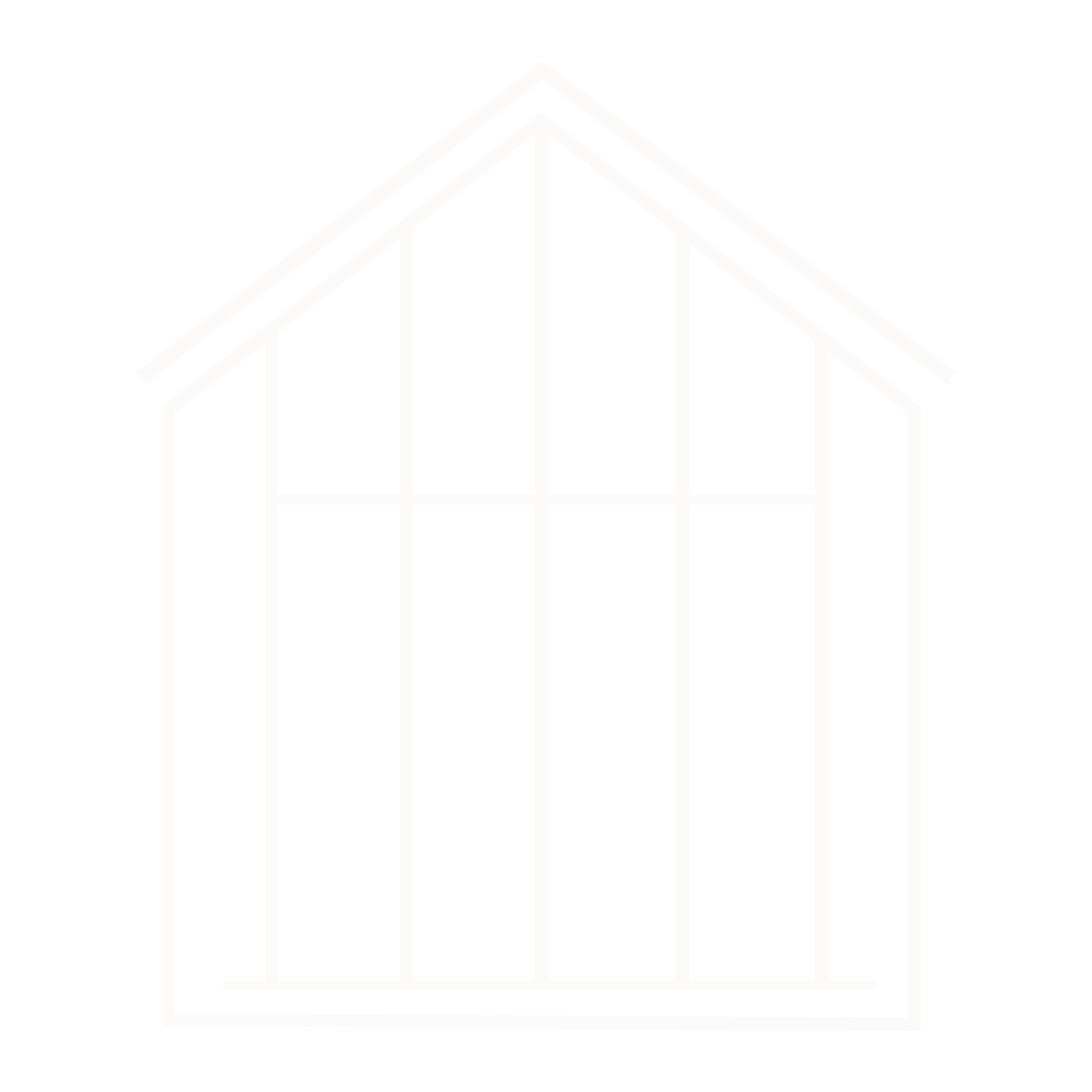 Line drawing of a house with a sloped roof, a front door, and a window.
