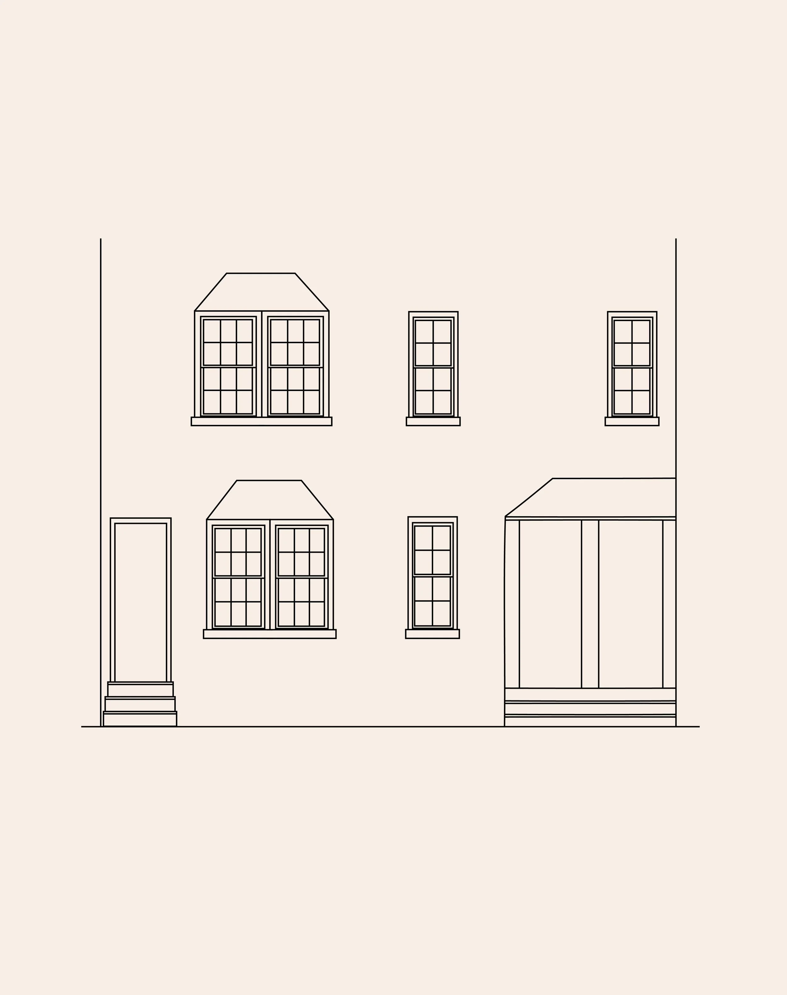 Type W,W': Four-Bay Row House