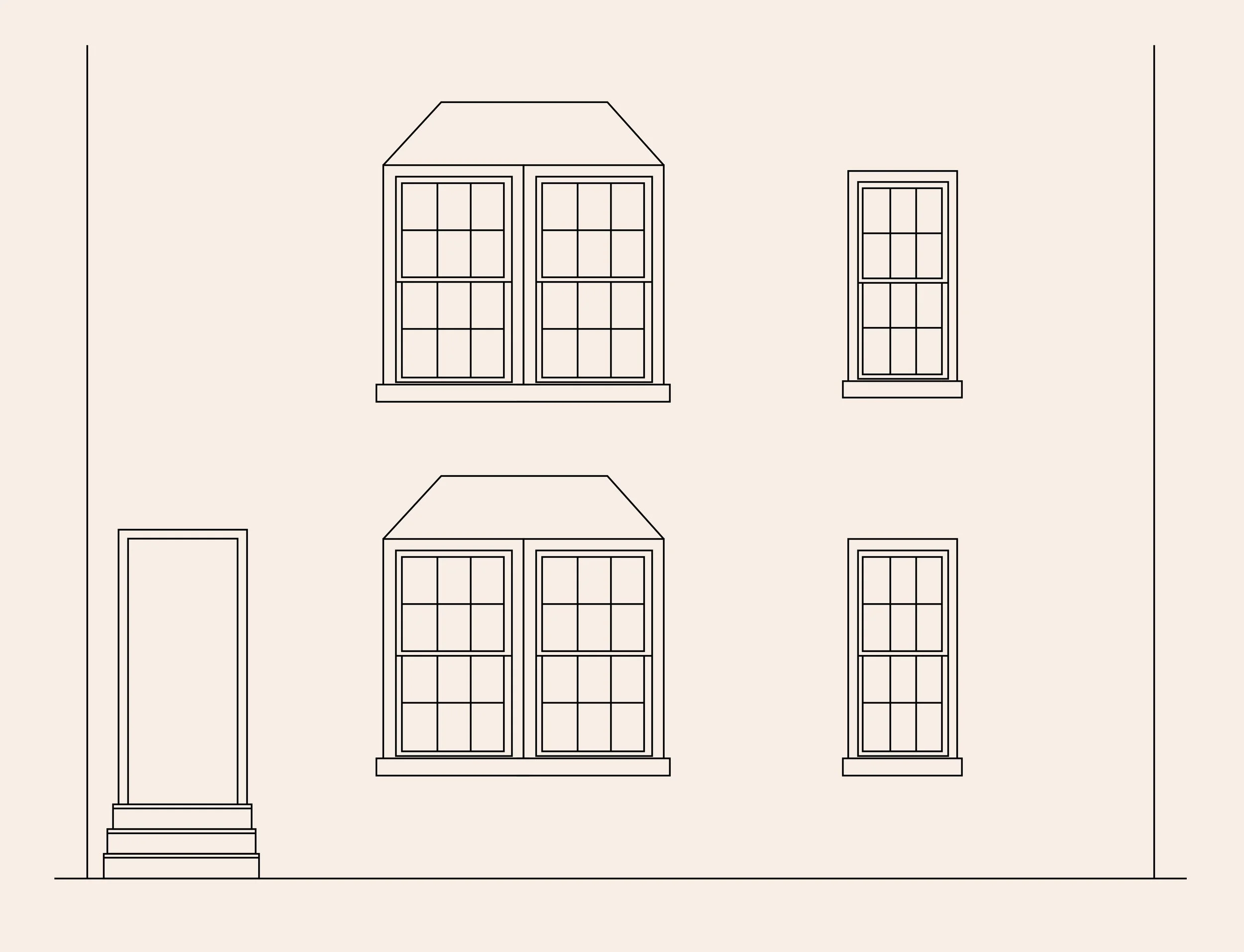 Type I, I': Three-Bay Row House