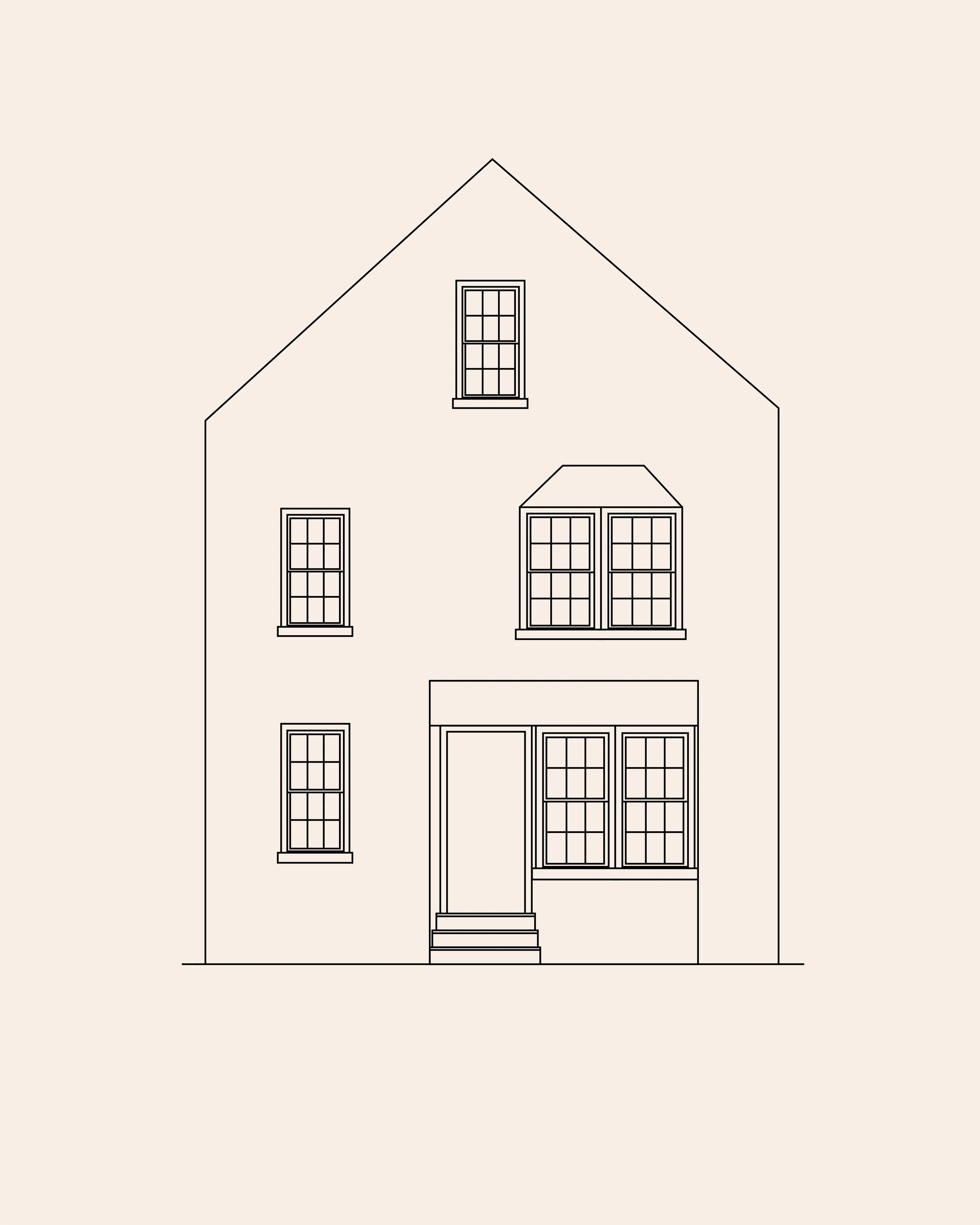 Type E, E': Three-Bay Row House