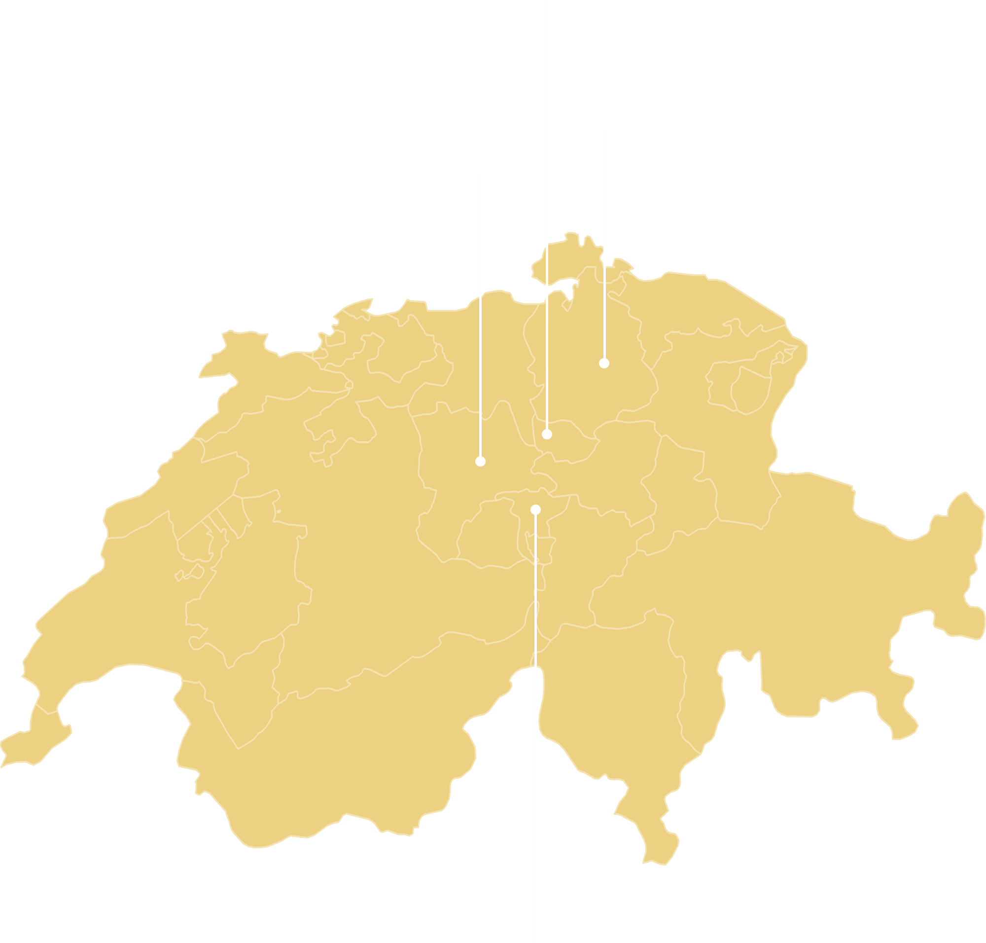 Eine Karte von der Schweiz, die die Regionen Luzern, ZUG, Zürich und Nidwalden hervorhebt.
