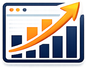 A rising orange arrow overlaying a bar graph on a computer screen, indicating growth or increase.