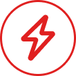 Symbole d'électricité ou de danger électrique en rouge