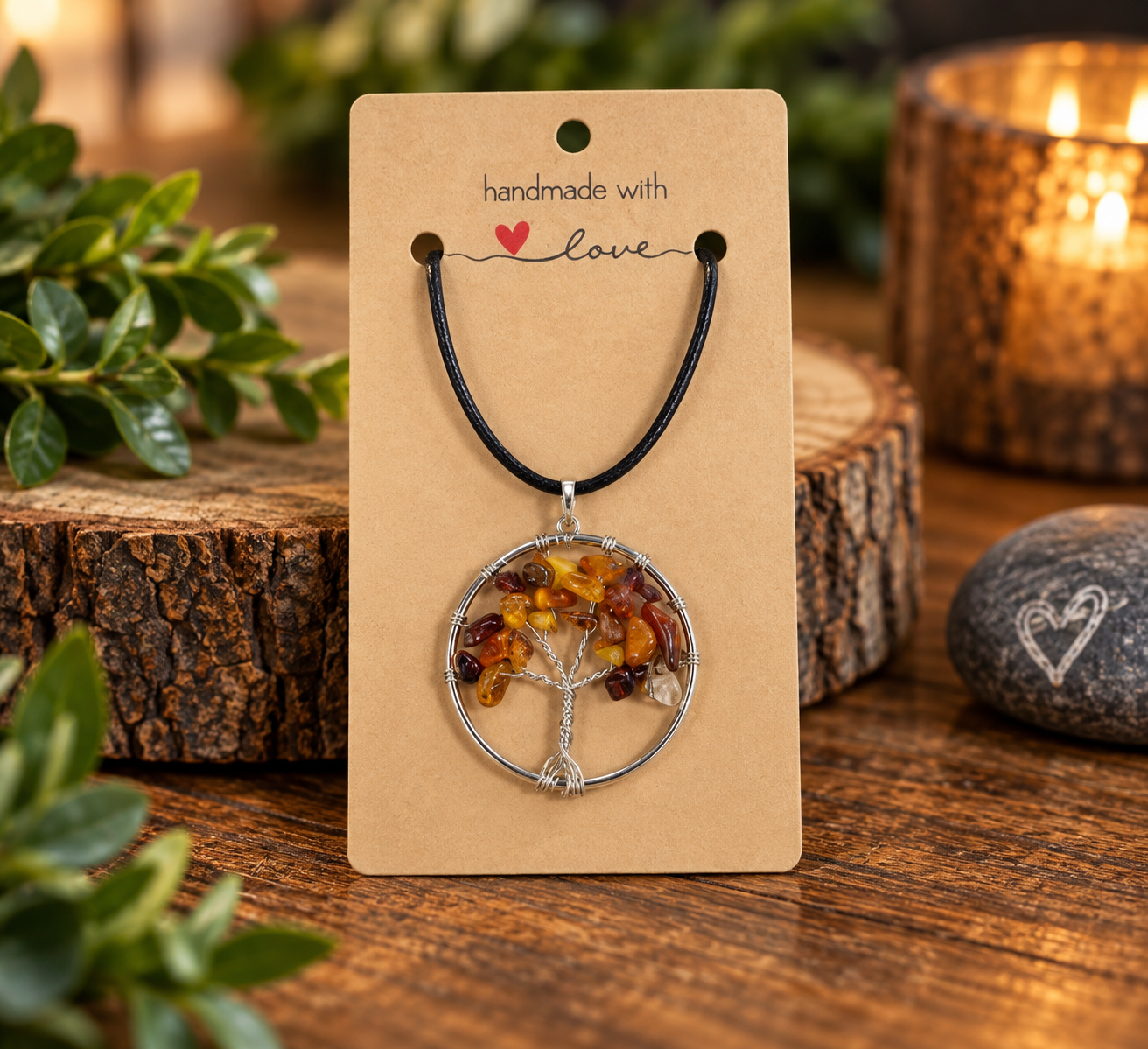 Handmade Gemstone Tree of Life Necklace